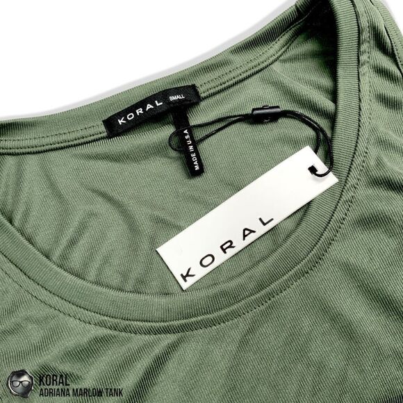 KORAL ACTIVEWEAR ADRIANA MARLOW MESH PANEL TANK IN JUNIPER & BLACK WOMEN SMALL - Picture 6 of 14